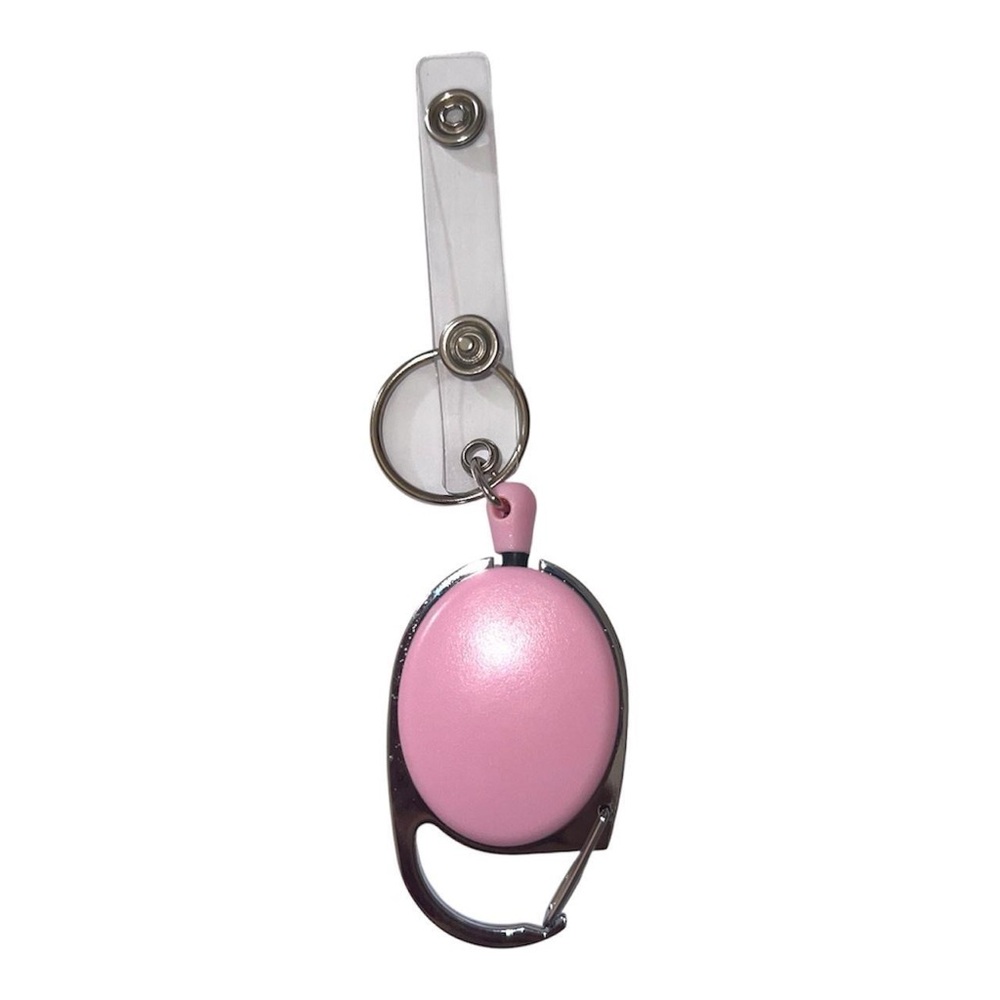 Pink retractable badge holder.